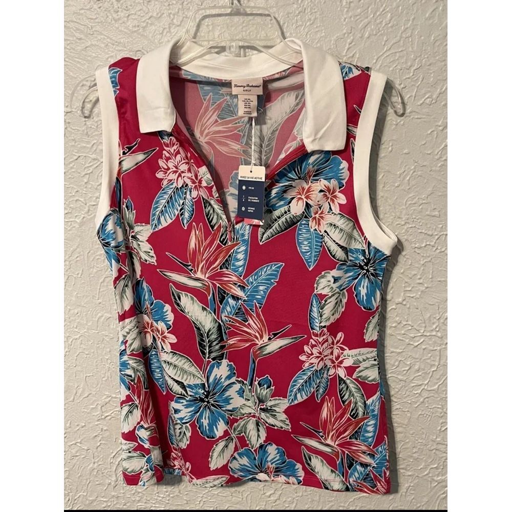 TOMMY BAHAMA Women's Golf Shirt Size XS Active Top Pink Sleeveless Collar